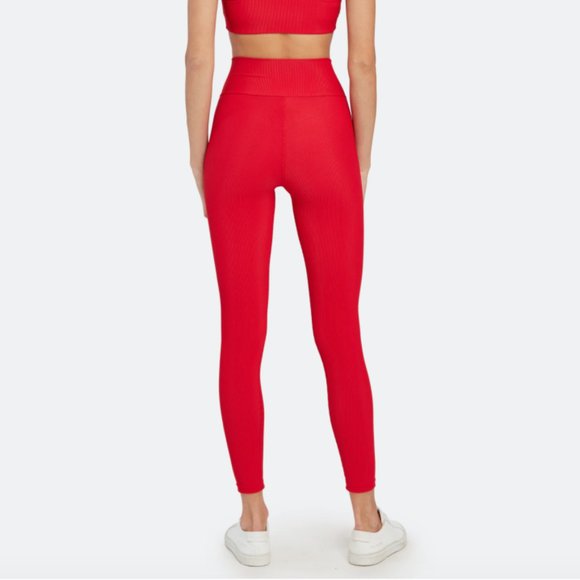 Beach Riot Rocky Rib High Rise Legging Red Yoga Active Compression Pants Medium - Picture 3 of 6